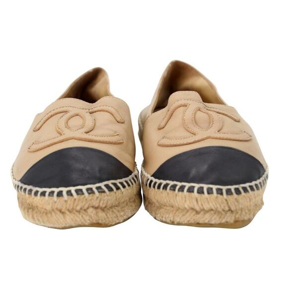 Chanel Embroidered Espadrille 37 Leather Large CC Flats CC-0803N-0005 - Picture 2 of 10